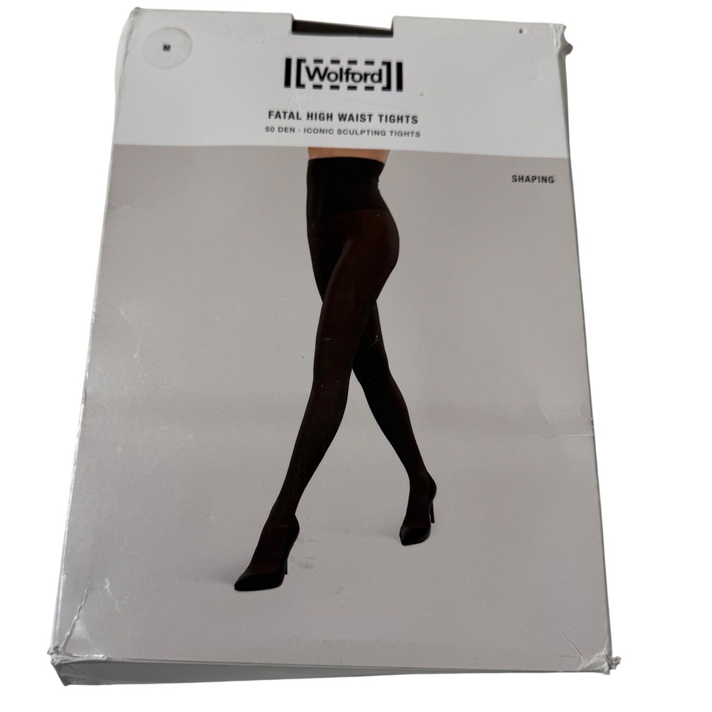 Wolford Fatal High Waist Tights Womens Medium Umber Brown‎ 50 Den Sculpting New